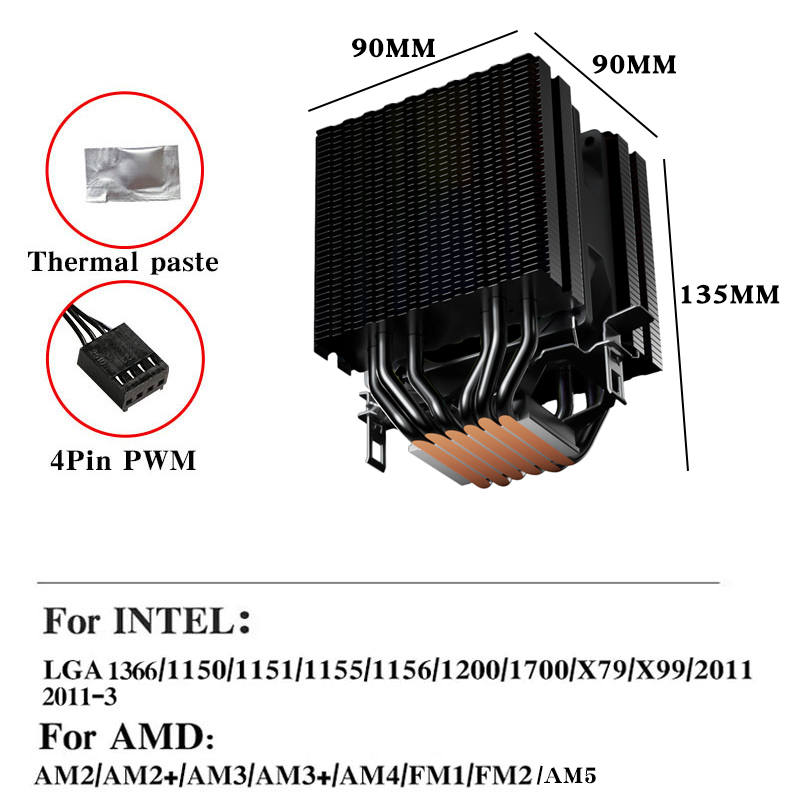 6 Heat Pipes CPU Air Cooler 4  - огляд і ціна Air Cooler Cpu